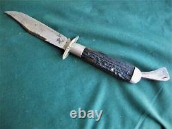 Antq Marbles Gladstone MI Folding Safety Hunting Knife Stag Handles