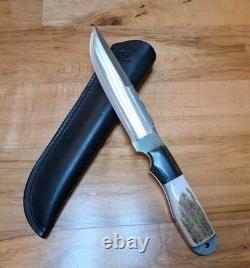 Anza USA Dunefield Knife With Elk Horn And Micarta Handle Heavy Duty 15 Mint
