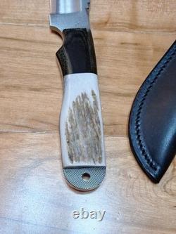 Anza USA Dunefield Knife With Elk Horn And Micarta Handle Heavy Duty 15 Mint