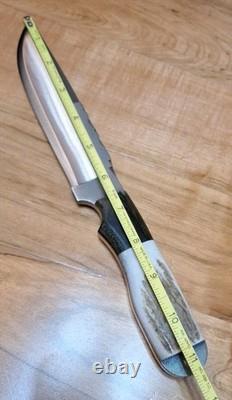 Anza USA Dunefield Knife With Elk Horn And Micarta Handle Heavy Duty 15 Mint