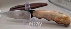 Arno Bernard Knife Giraffe Bone Finger Groved Handle With Sheath Mint Condition