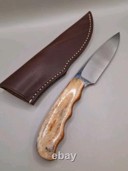 Arno Bernard Knife Giraffe Bone Finger Groved Handle With Sheath Mint Condition