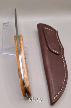 Arno Bernard Knife Giraffe Bone Finger Groved Handle With Sheath Mint Condition