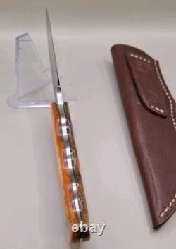 Arno Bernard Knife Giraffe Bone Finger Groved Handle With Sheath Mint Condition