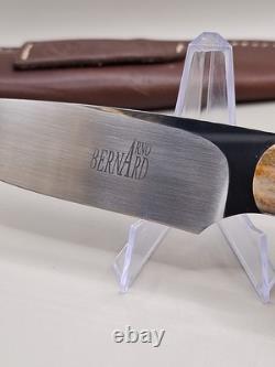 Arno Bernard Knife Giraffe Bone Finger Groved Handle With Sheath Mint Condition