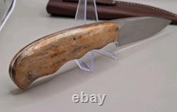 Arno Bernard Knife Giraffe Bone Finger Groved Handle With Sheath Mint Condition
