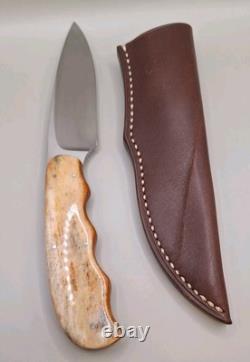 Arno Bernard Knife Giraffe Bone Finger Groved Handle With Sheath Mint Condition
