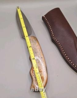 Arno Bernard Knife Giraffe Bone Finger Groved Handle With Sheath Mint Condition