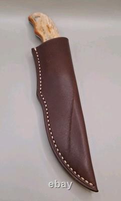 Arno Bernard Knife Giraffe Bone Finger Groved Handle With Sheath Mint Condition
