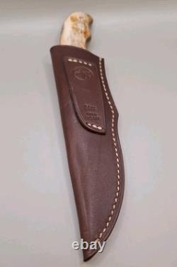 Arno Bernard Knife Giraffe Bone Finger Groved Handle With Sheath Mint Condition
