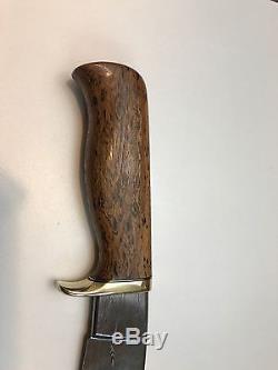 Audra MS Draper Knives Custom Damascus Hunting Knife With Sheath Wood Handle