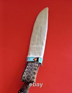 Authentic Hand Made Mountain Man Bowie Knife Alligator Sheath