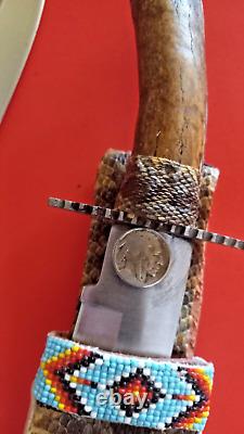 Authentic Hand Made Mountain Man Bowie Knife Alligator Sheath