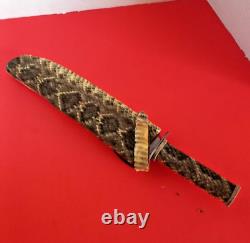 Authentic Mountain Man Bowie Knife Genuine Diamondhead Rattlesnake Sheath