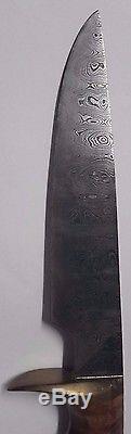 Beautiful M. S. Hudson Damascus Custom Hunting Knife (b992)