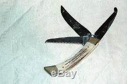 Browning Model 504 Stag Three Blade Folding Hunting Skinning Saw Knife