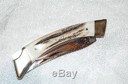 Browning Model 504 Stag Three Blade Folding Hunting Skinning Saw Knife