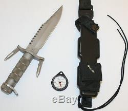 BUCK BUCKMASTER 184 Survival Hunting Knife with Spikes, Sheath & Compass NICE