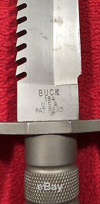 BUCK Buckmaster 184 Survival Knife USA PAT PEND with Compass and Original Sheath