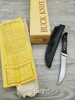 BUCK Knives 107 SCOUT Skinner Deer Knife BLACK Micarta Hunting circa 1970's NICE