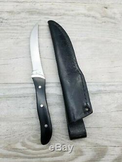 BUCK Knives 107 SCOUT Skinner Deer Knife BLACK Micarta Hunting circa 1970's NICE