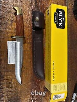 BUCK USA 2016 120 BRASS COCOBOLO WOOD HANDLES HUNTING KNIFE. Excellent