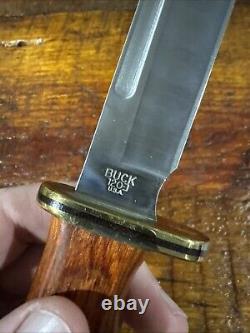 BUCK USA 2016 120 BRASS COCOBOLO WOOD HANDLES HUNTING KNIFE. Excellent