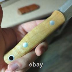 Bark River Bushcrafter CPM 3V withNatural Curly Maple Wood/Red Liner handle
