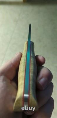 Bark River Bushcrafter CPM 3V withNatural Curly Maple Wood/Red Liner handle