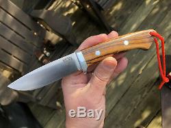 Bark River Classic Drop Point Hunter Knife, Elmax Stainless Steel, Zebra wood