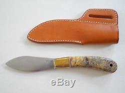 Bark River Knife Lil' Nessy, Buckeye Burl, includes original leather sheath USED
