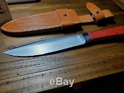 Bark River Knife Rogue, Full Size Bowie, Red Linen Handle