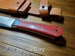 Bark River Knife Rogue, Full Size Bowie, Red Linen Handle