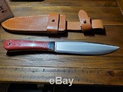 Bark River Knife Rogue, Full Size Bowie, Red Linen Handle