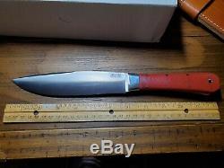 Bark River Knife Rogue, Full Size Bowie, Red Linen Handle