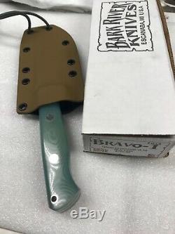 Bark River Knives Bravo 1 USMC Field Ghost Green Jade G10 Blue Liners kydex