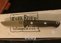 Bark river knife pre owned Bravo Edc Elmax Green Canvas Micarta Unused, Preowned