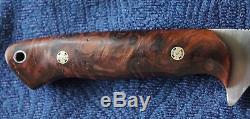 Barry Dawson USA Knives Custom Edc Hunting Hunter Knife Burl Wood Mosaic Pins