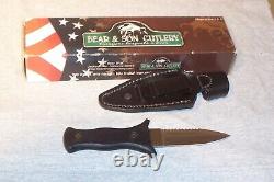 Bear & Son Boot Knife Double Edge Dagger With Sheath Never Used Made In The USA