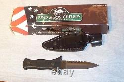 Bear & Son Boot Knife Double Edge Dagger With Sheath Never Used Made In The USA