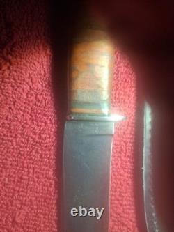 Beautiful Fighting Sea Bees Vintage Western L71 USA Fixed Blade Fighting Knife