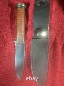 Beautiful Fighting Sea Bees Vintage Western L71 USA Fixed Blade Fighting Knife