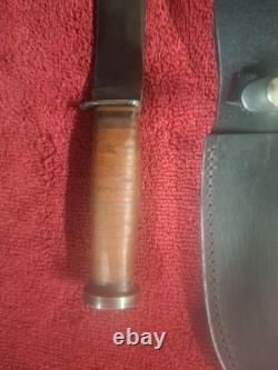 Beautiful Fighting Sea Bees Vintage Western L71 USA Fixed Blade Fighting Knife