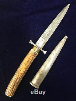 Beautiful Genuine Stag Antique Hunting Dagger Fighting Bowie Knife German Italy