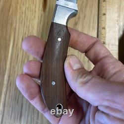 Beretta Japan Fixed Blade Hunting Knife Brown Leather Sheath Wood 8