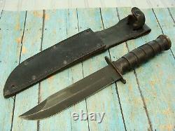 Big Vintage Camillus USA Mark 2 Mk2 Fighting Combat Bowie Knife & Sheath Knives