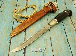 Big Vintage Jarvenpaa Finland Wolf Scrimshaw Scandi Nordic Puukko Knife Knives