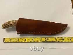 Bill Hunt Handmade Custom Red Stag 01 Tool Steel Blade Knife-leather Sheath