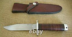 Blackjack Classic Model #5 Fixed Blade Knife, Stacked Leather Handle, Knifeware