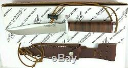 Blackjack USA Fixed Blade Stacked Leather Hunting Knife + Sheath & Box 3890-LTQ
